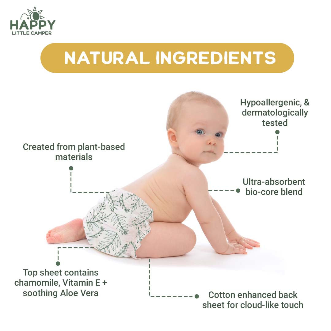 Happy Little Camper Ultra-Absorbent Natural Baby Diapers Size 1 - Newborn