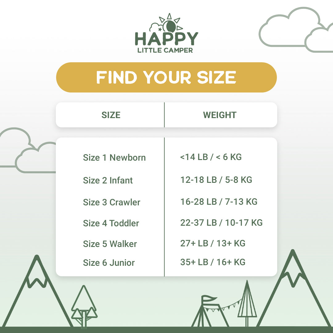 Happy Little Camper Ultra-Absorbent Natural Baby Diapers Size 1 - Newborn