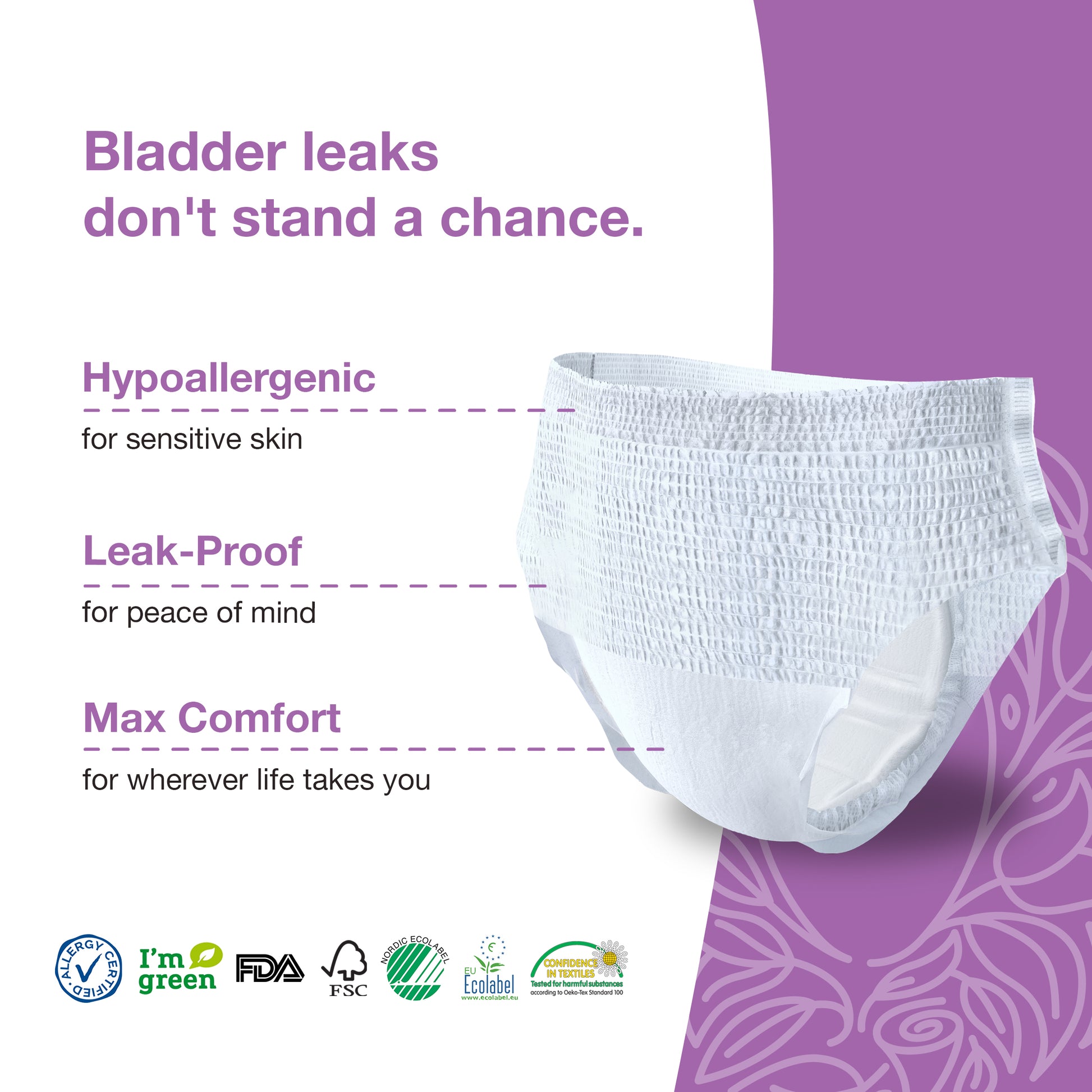 Veeda Natural Adult Incontinence & Postpartum Underwear for Women Large