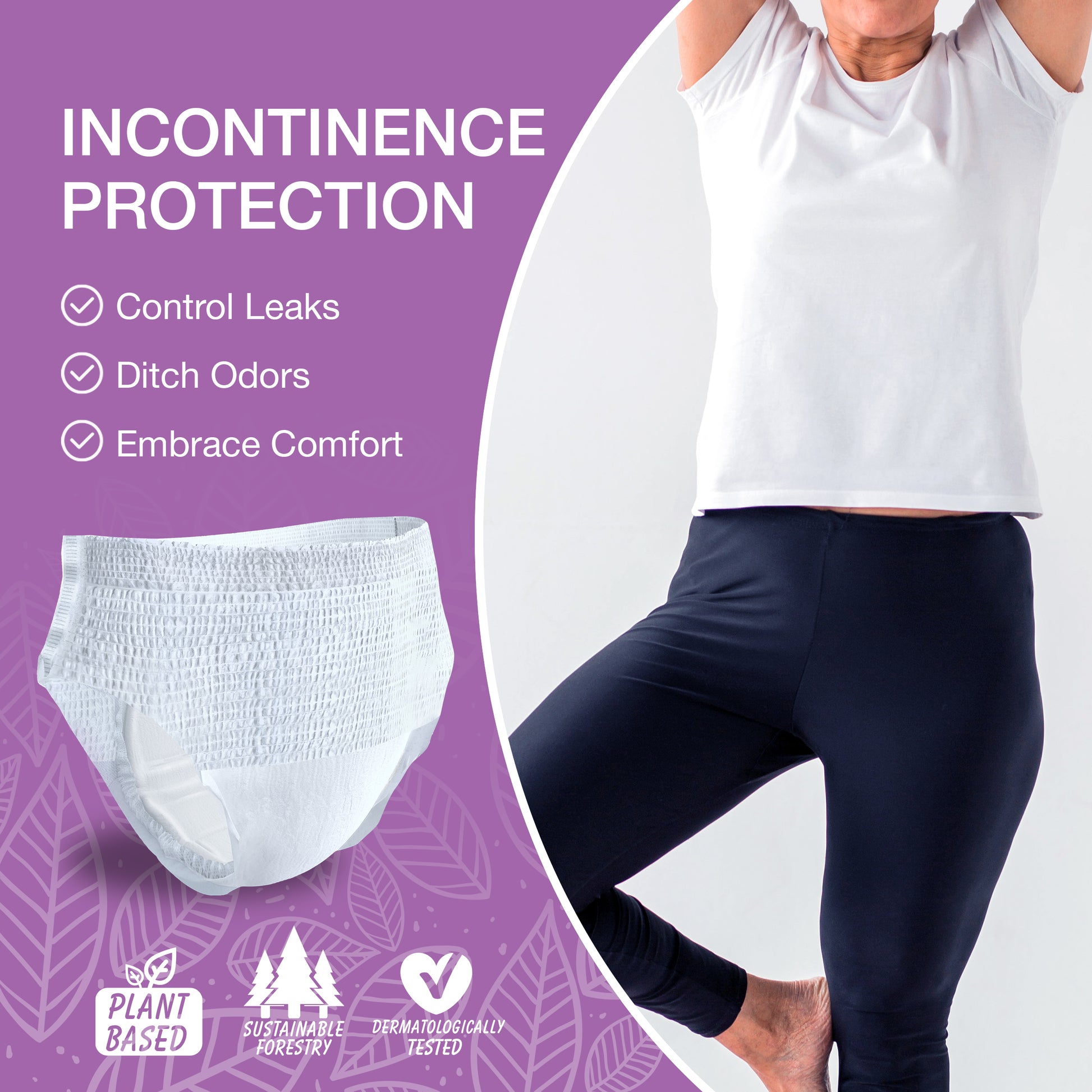 Veeda Natural Adult Incontinence & Postpartum Underwear for Women Large