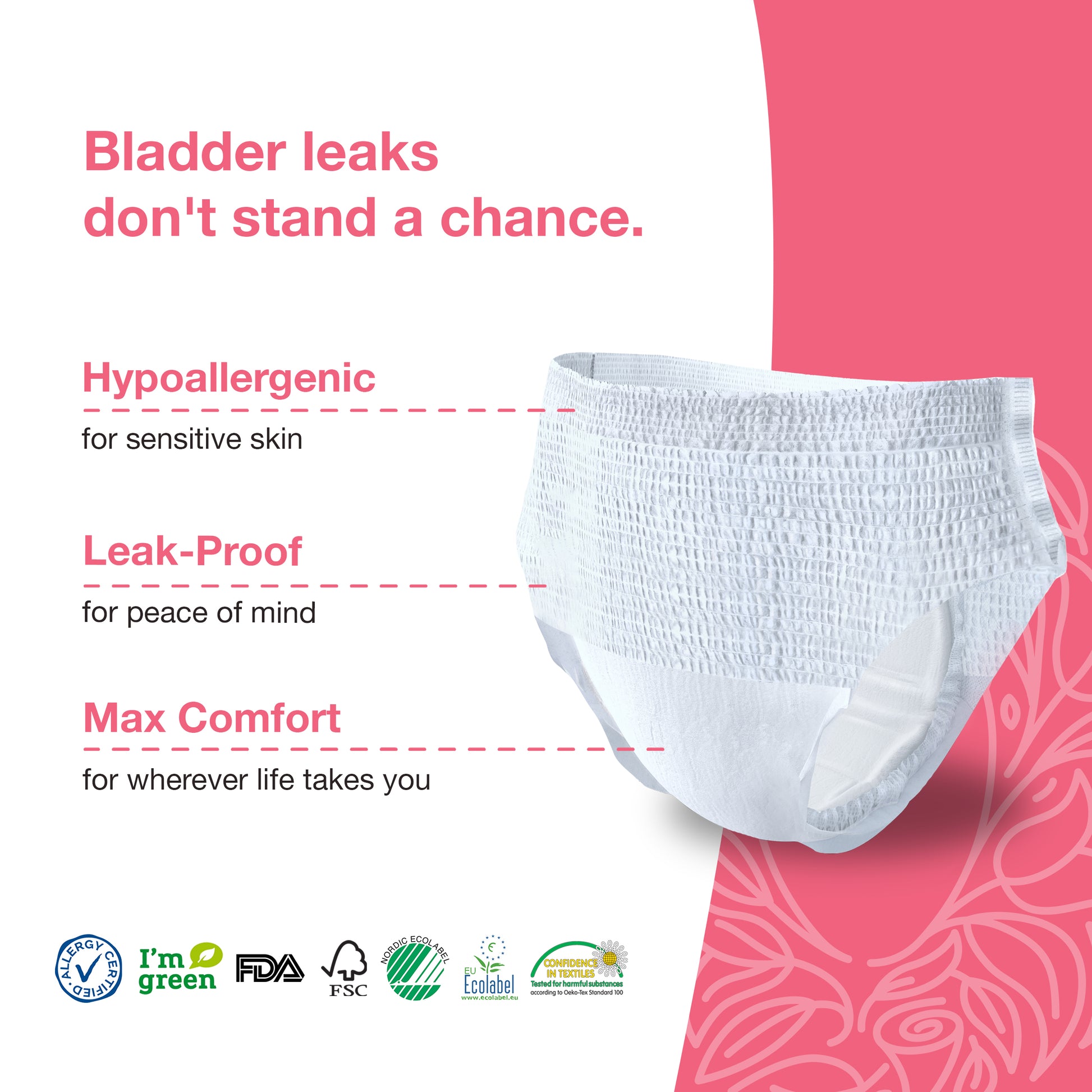 Veeda Natural Adult Incontinence & Postpartum Underwear for Women Extra Large