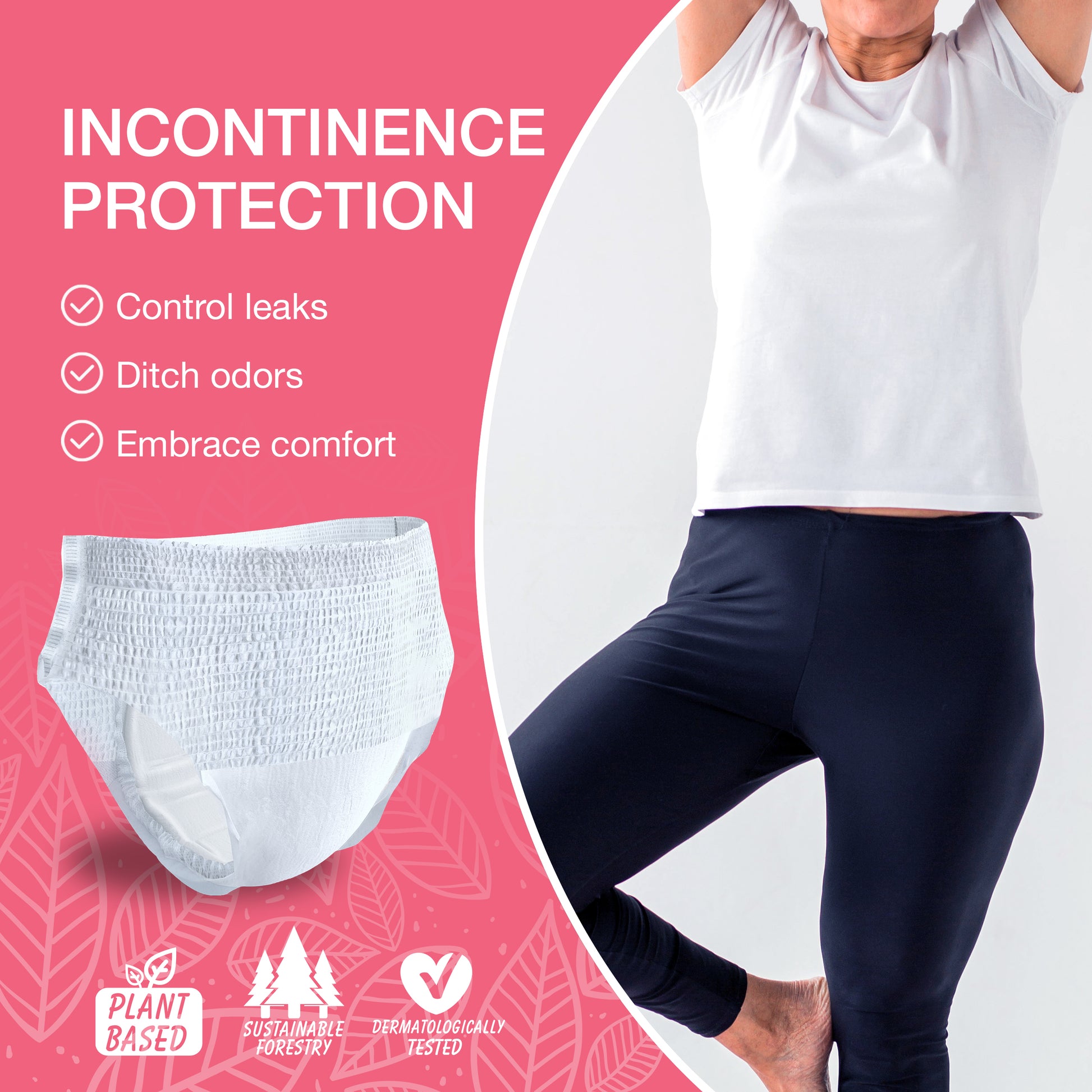 Veeda Natural Adult Incontinence & Postpartum Underwear for Women Extra Large