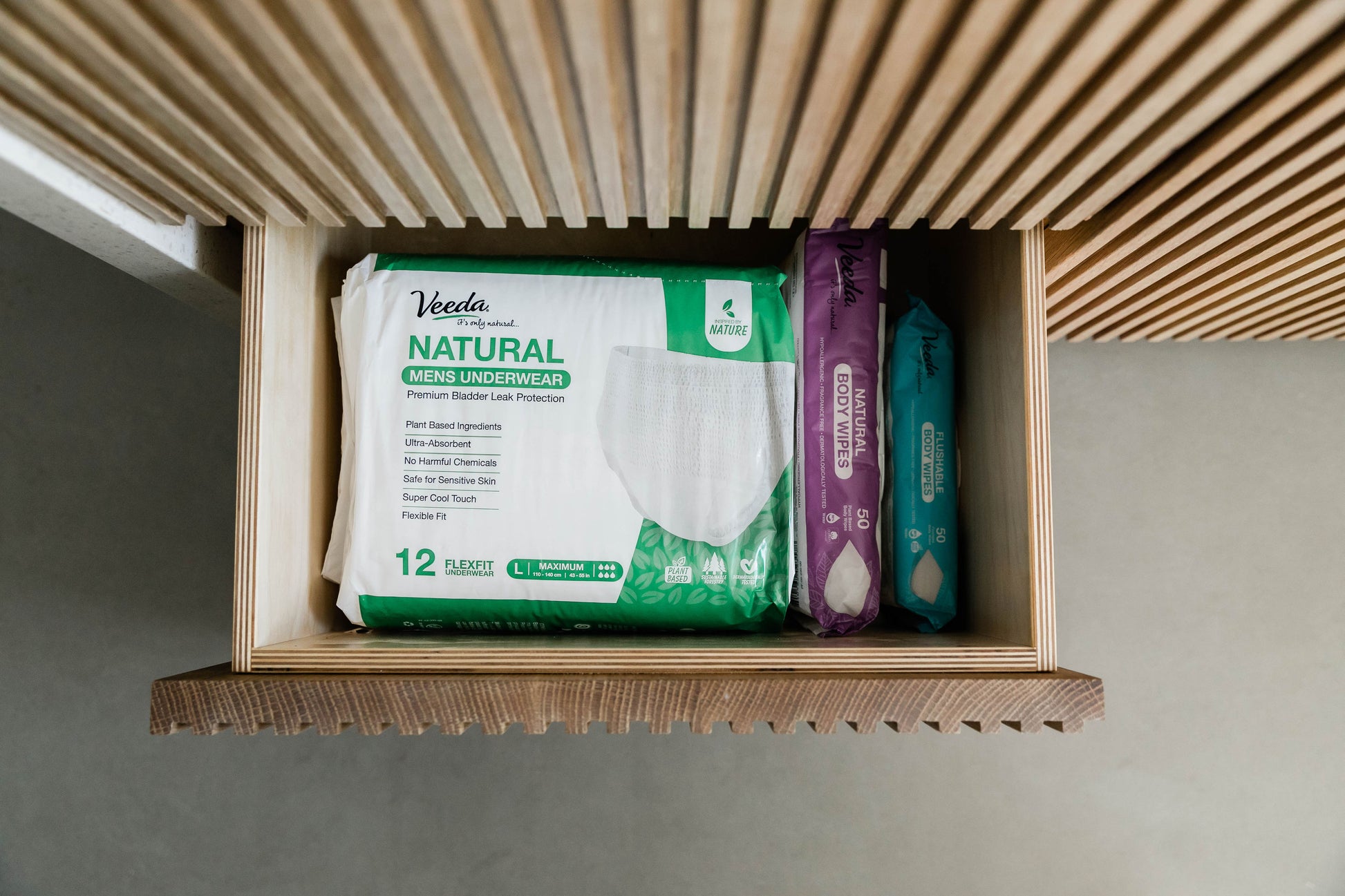 Veeda Natural Adult Incontinence Underwear for Men Large Value Pack