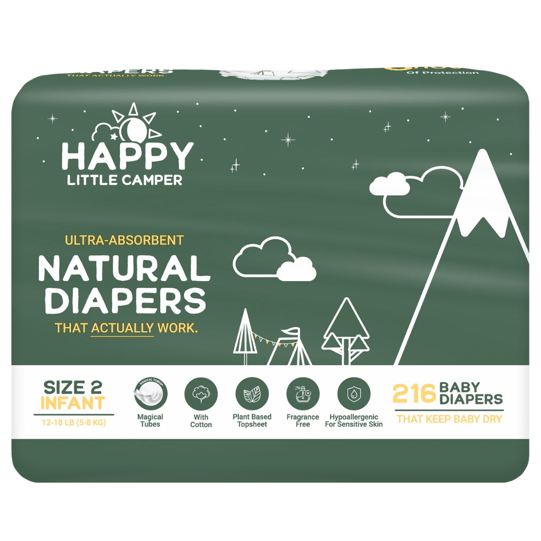 Happy Little Camper Ultra-Absorbent Natural Baby Diapers Size 2 - Infant