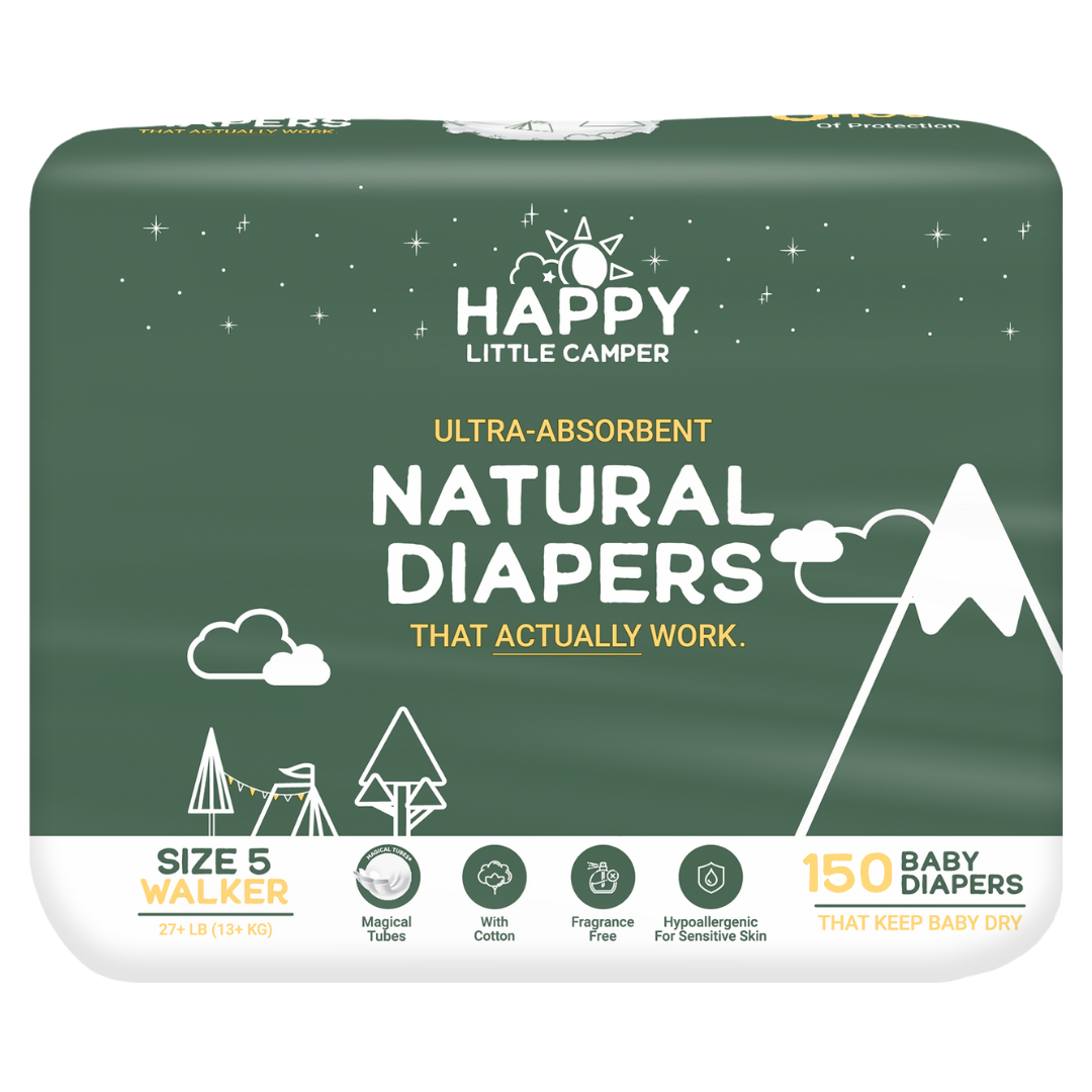 Happy Little Camper Ultra-Absorbent Natural Baby Diapers Size 5 - Walker