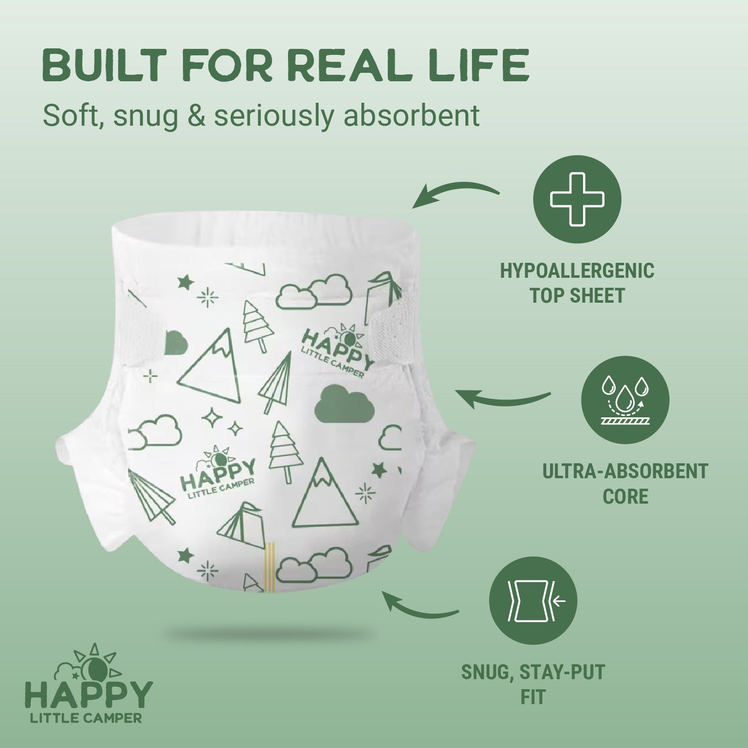 Happy Little Camper Super Saver Baby Diapers, Size 4, Toddler, 22-31 lbs