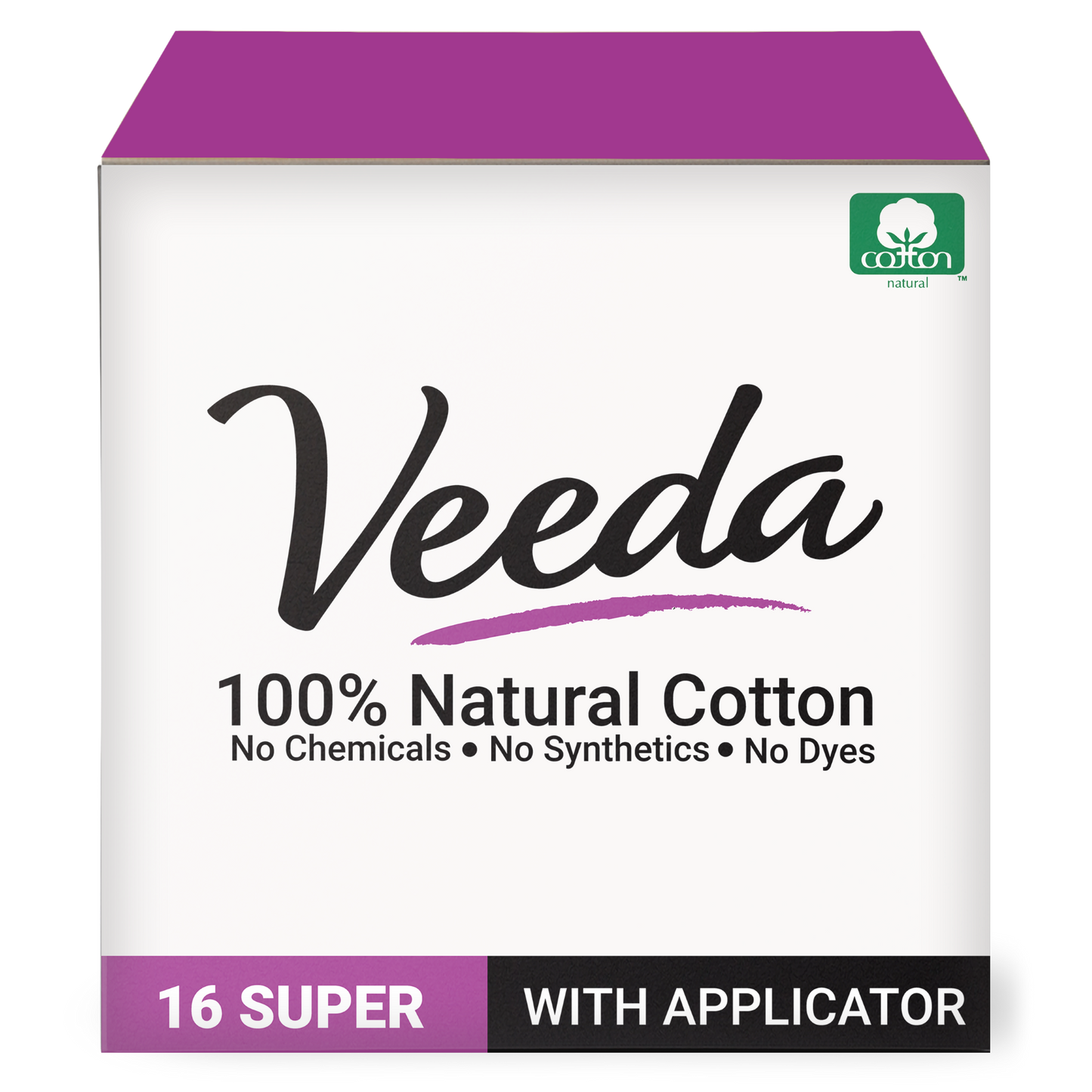 Veeda 100% Natural Cotton BPA-Free Compact Applicator Tampons Super