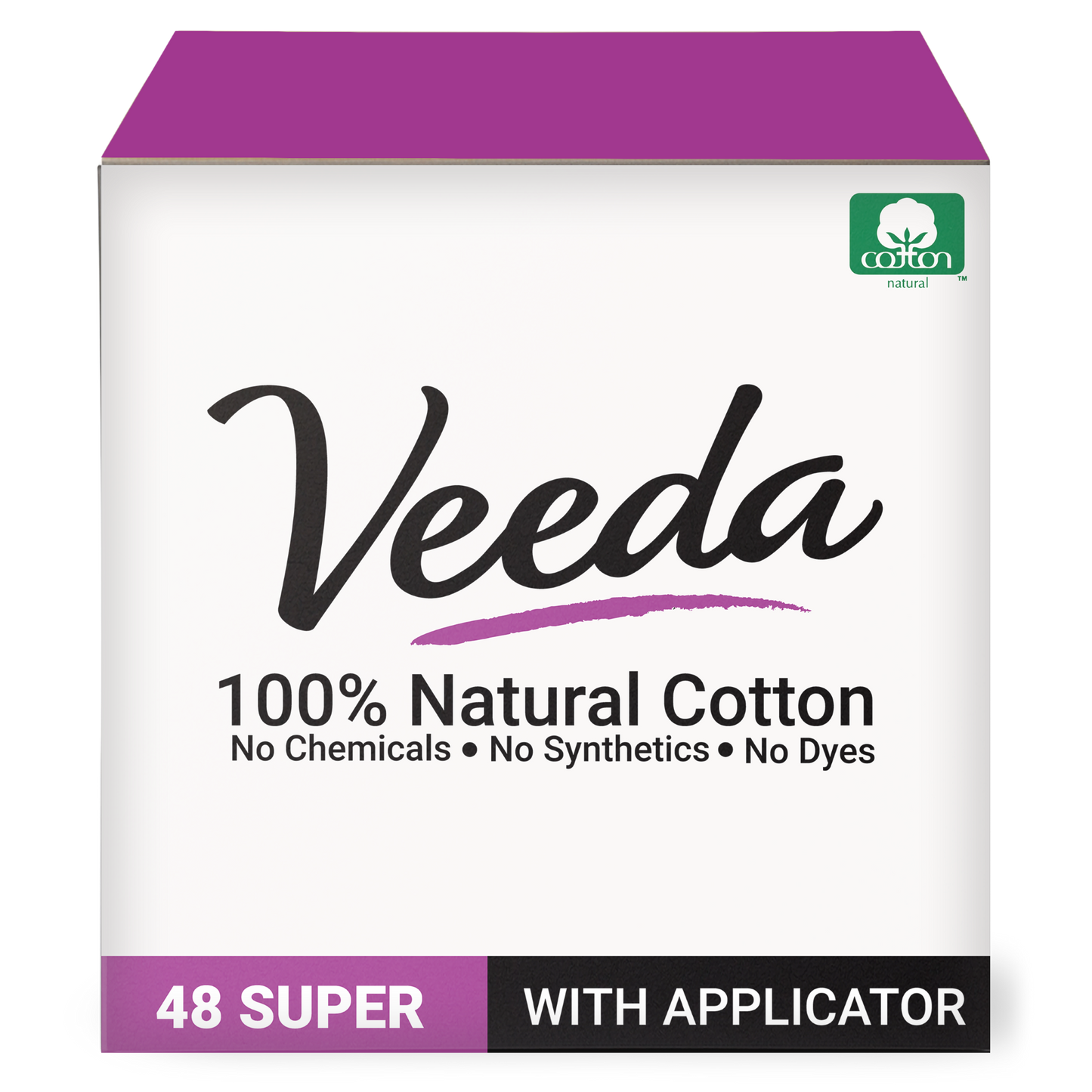 Veeda 100% Natural Cotton BPA-Free Compact Applicator Tampons Super