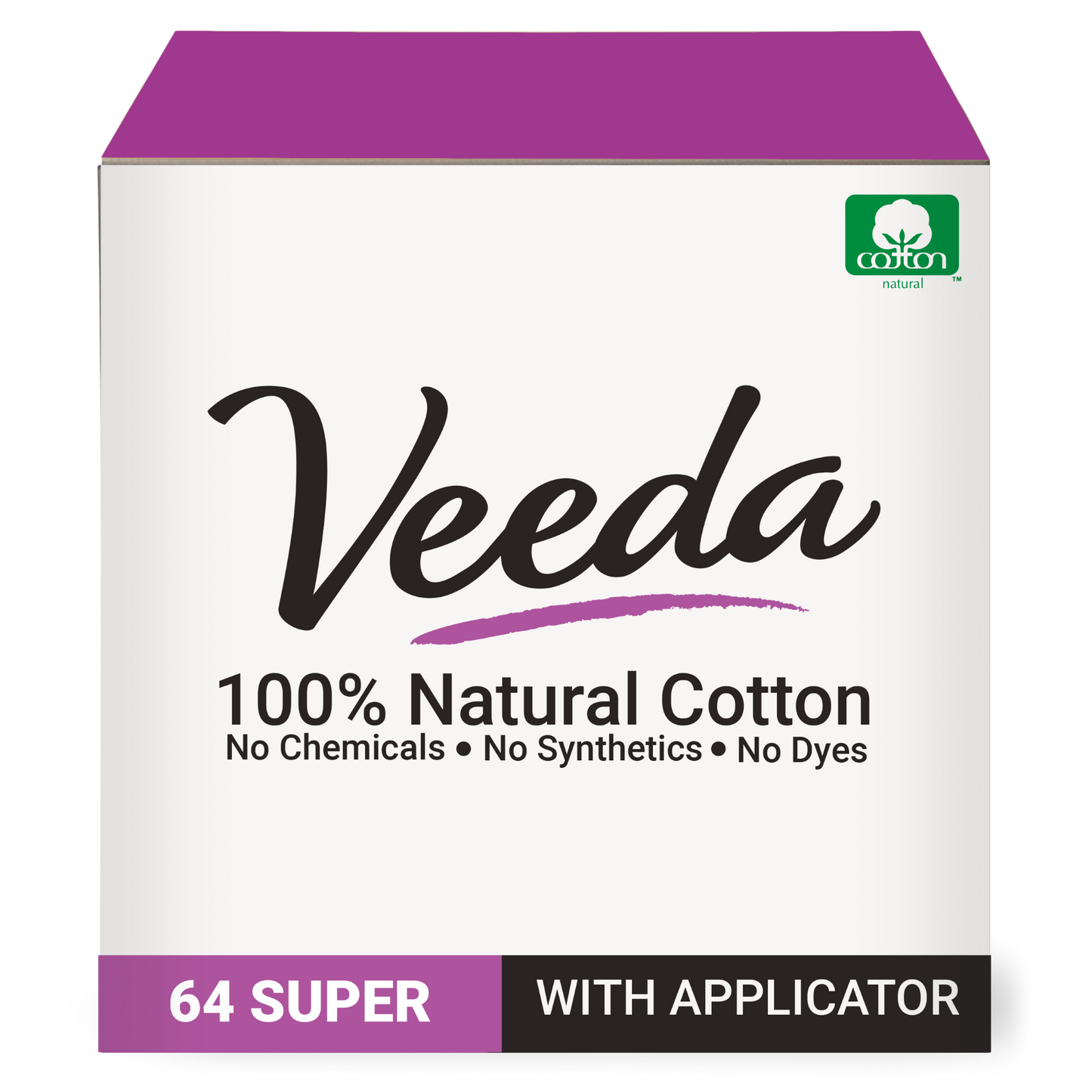 Veeda 100% Natural Cotton BPA-Free Compact Applicator Tampons Super