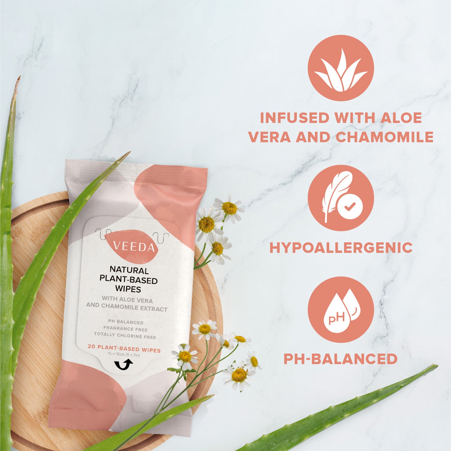 Veeda Plant-Based Natural Feminine Wipes
