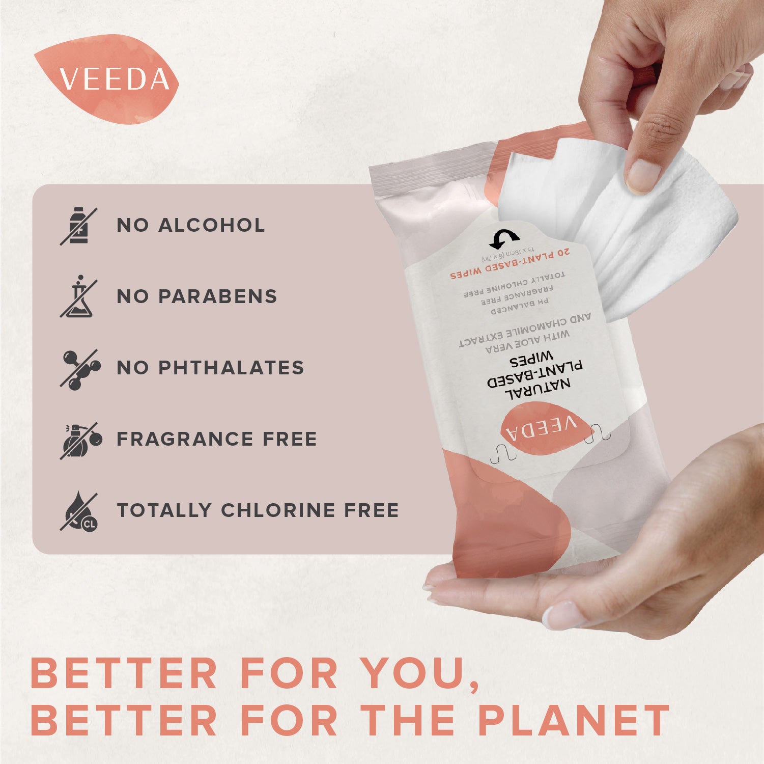 Veeda Plant-Based Natural Feminine Wipes