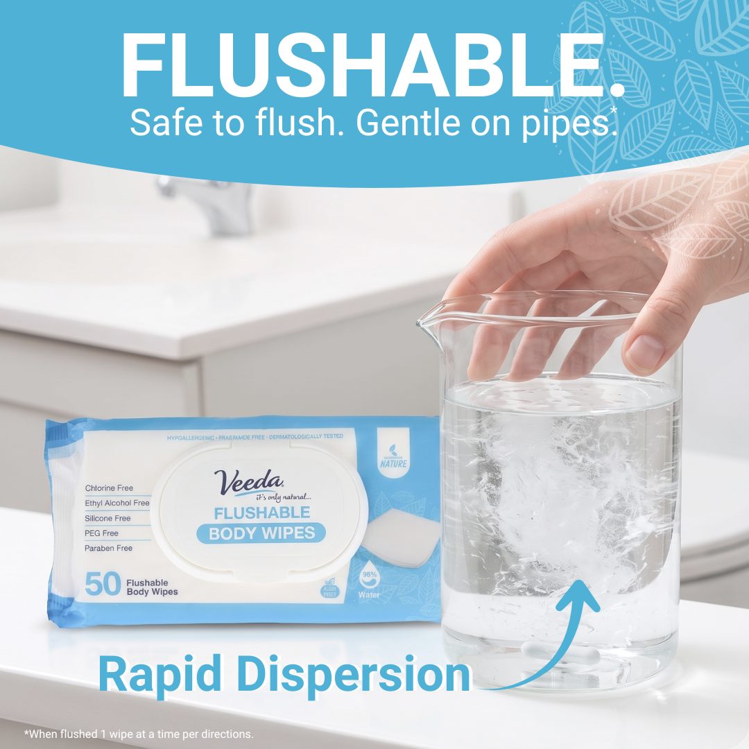 Veeda Natural Flushable Body Wipes