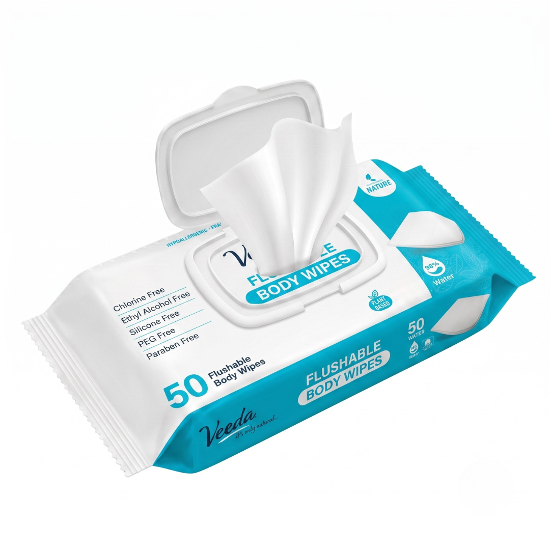 Veeda Natural Flushable Body Wipes