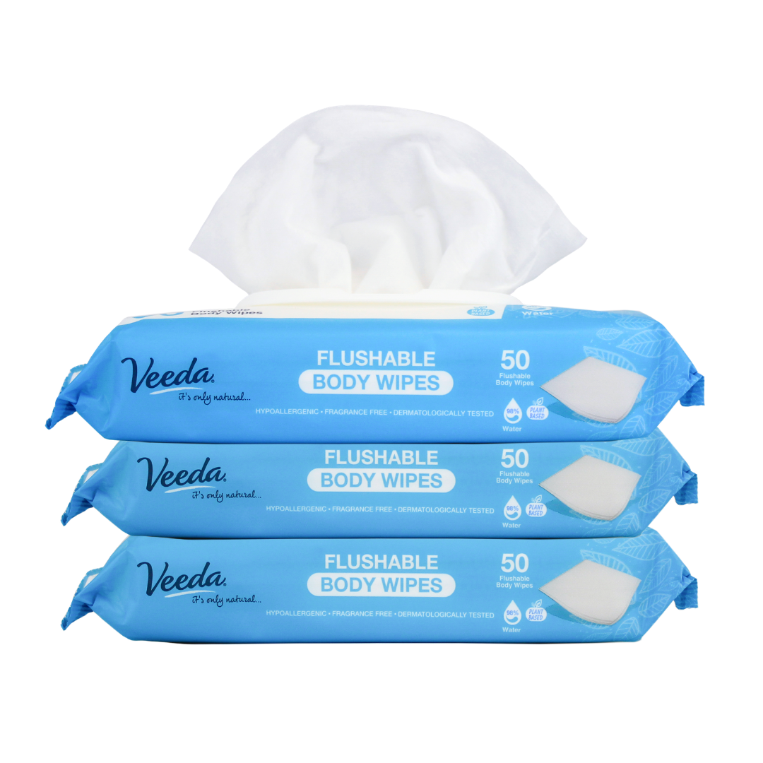 Veeda Natural Flushable Body Wipes