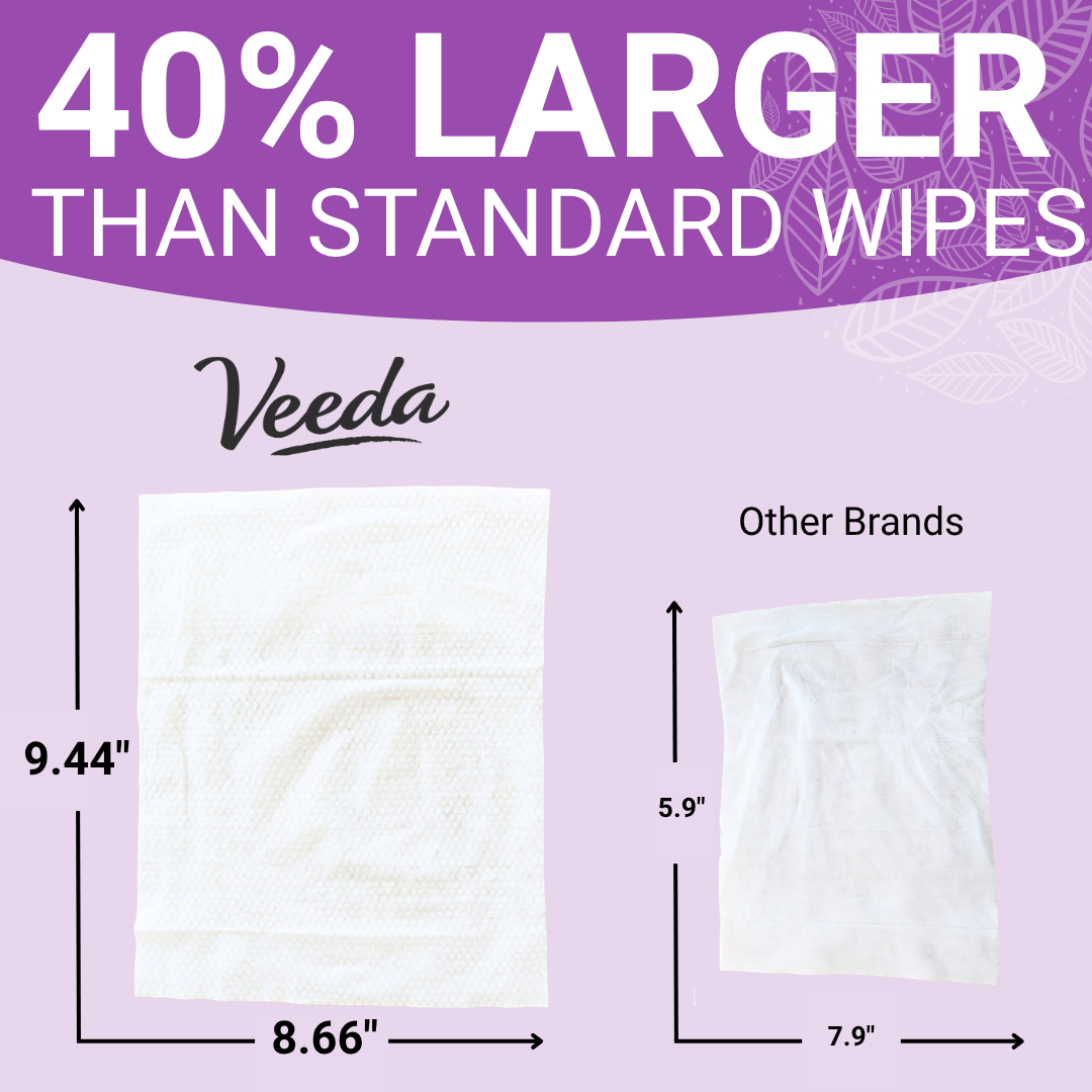 Veeda Extra Large Body Wipes for Adults (8.66” x 9.44”)