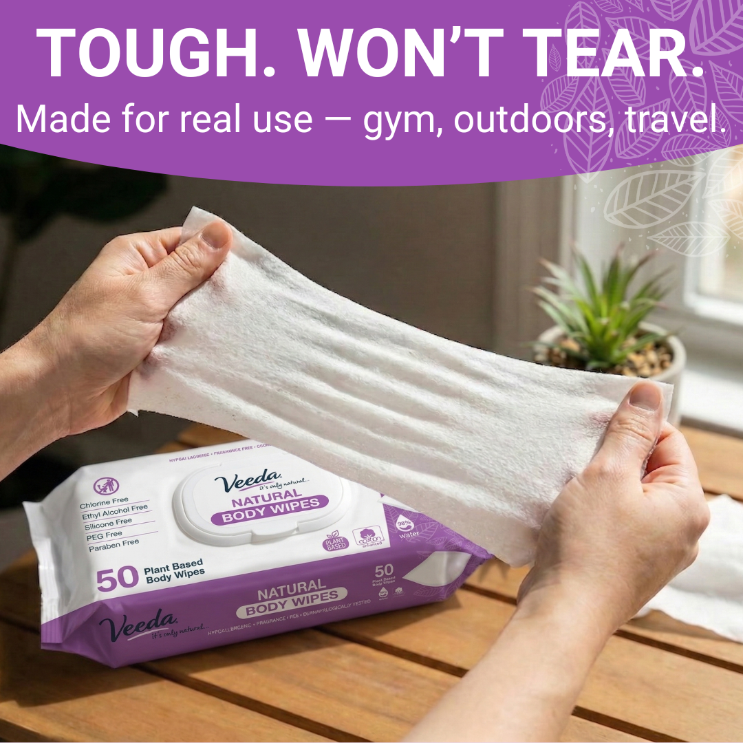 Veeda Extra Large Body Wipes for Adults (8.66” x 9.44”)