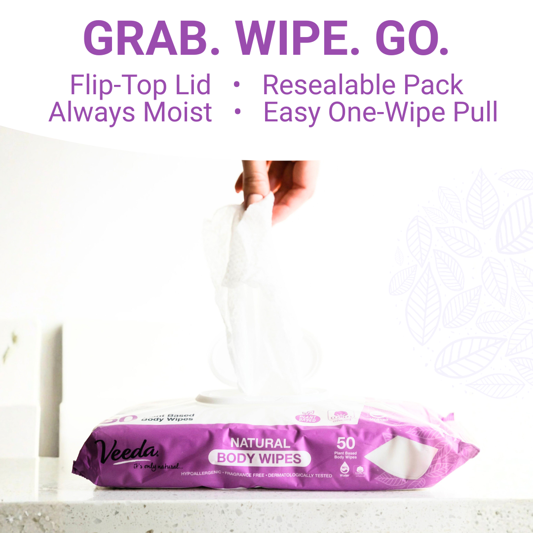 Veeda Extra Large Body Wipes for Adults (8.66” x 9.44”)