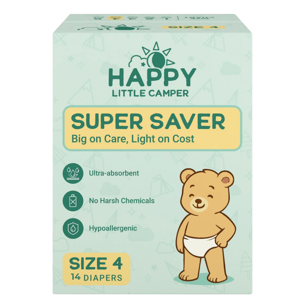 Happy Little Camper Super Saver Baby Diapers, 14 Diapers Pack