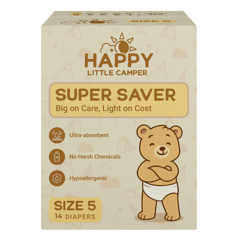 Happy Little Camper Super Saver Baby Diapers, 14 Diapers Pack