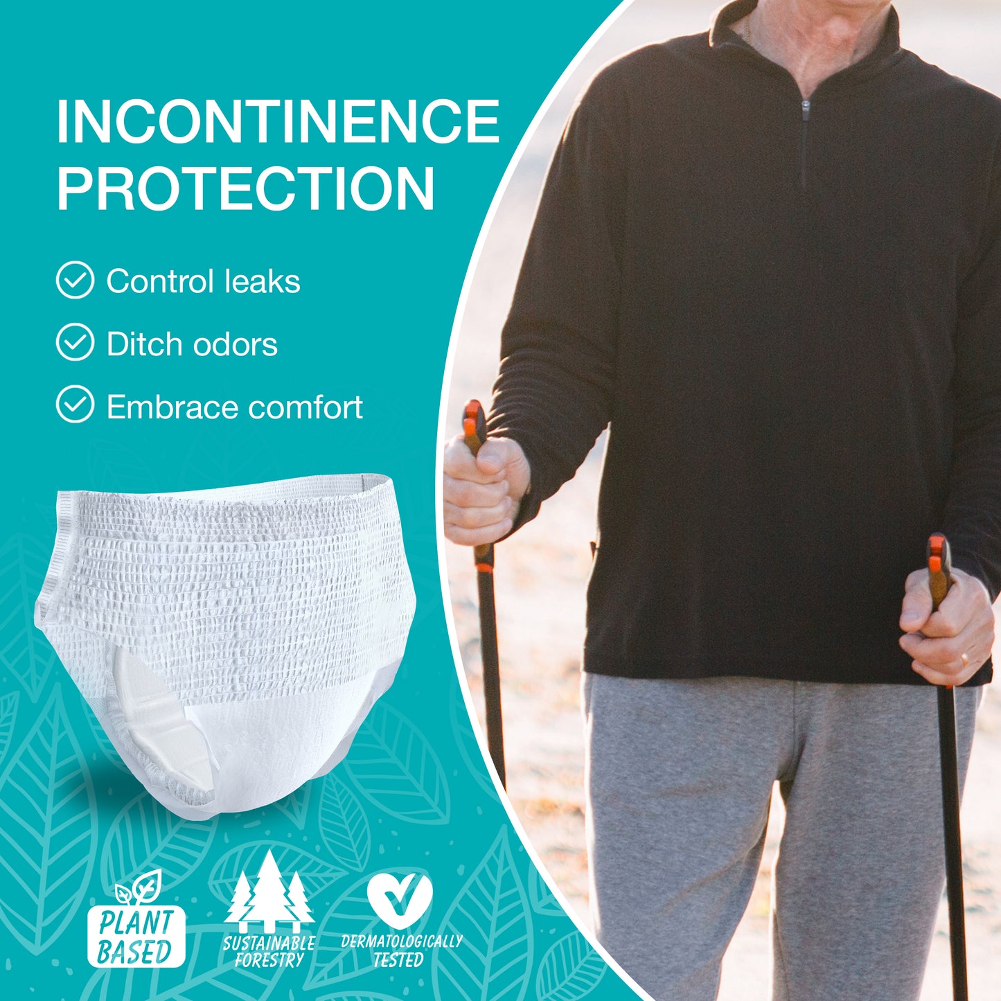 Veeda Natural Adult Incontinence Underwear for Men Small/Medium