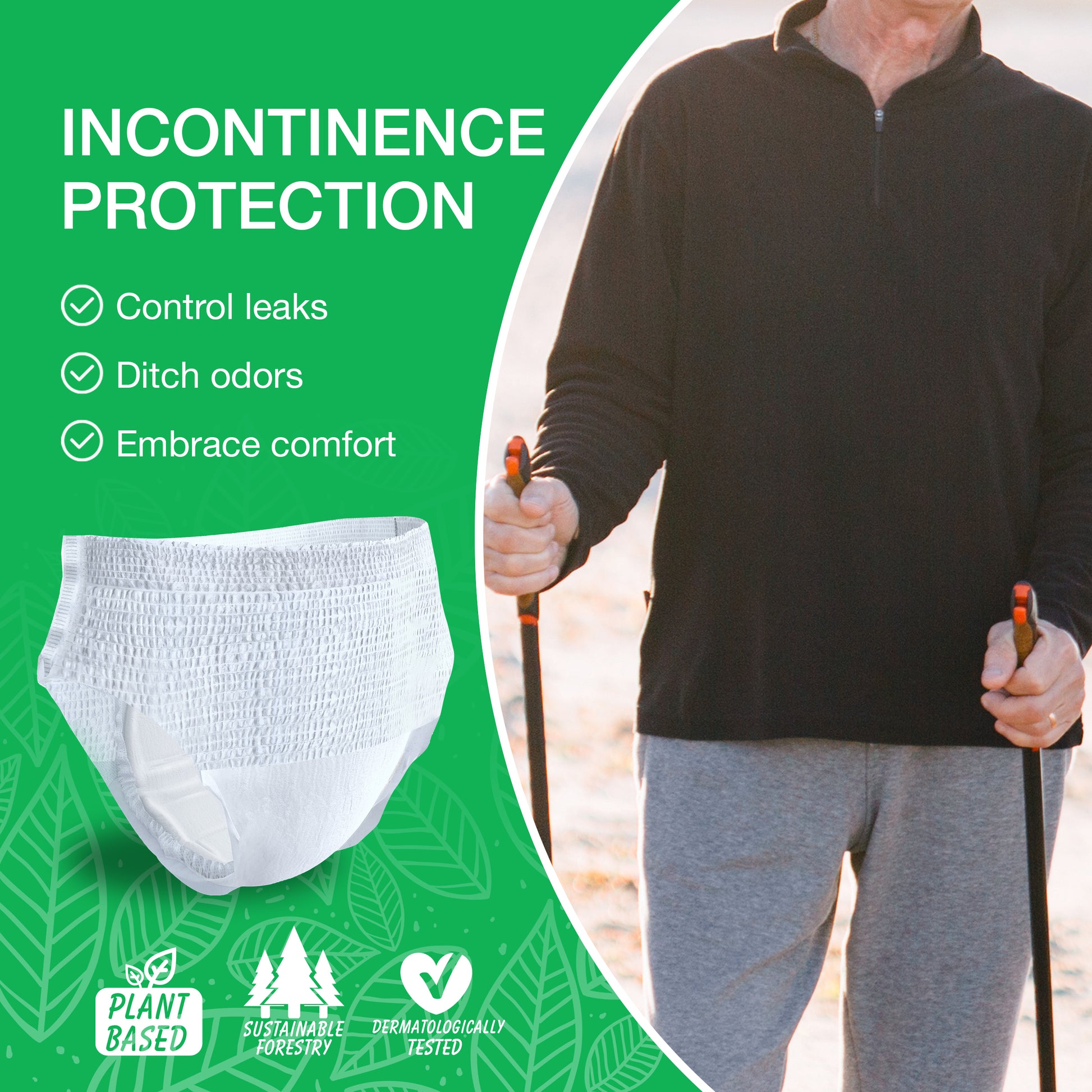 Veeda Natural Adult Incontinence Underwear for Men Large