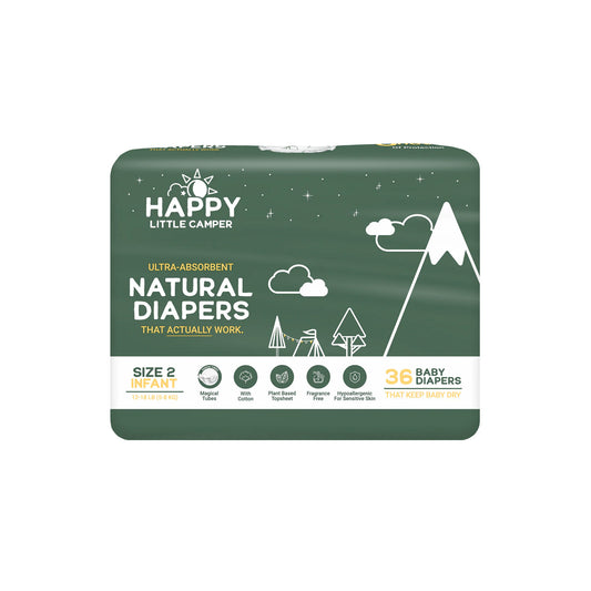 Happy Little Camper Ultra-Absorbent Natural Baby Diapers Size 2 - Infant