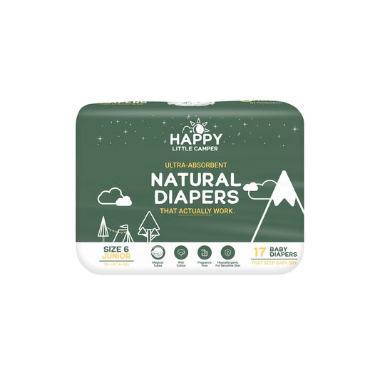 Happy Little Camper Ultra-Absorbent Natural Baby Diapers Size 6 - Junior