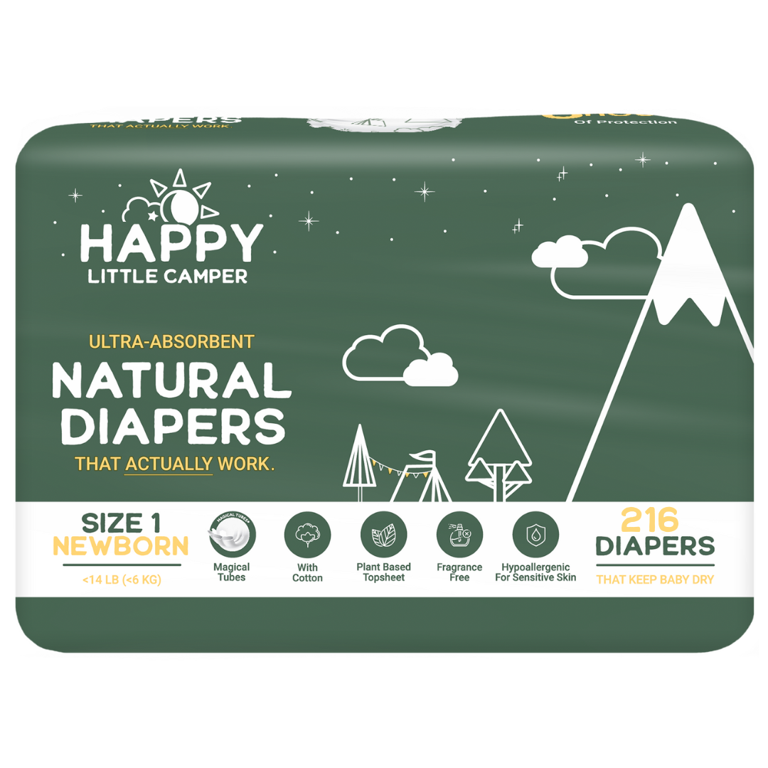 Happy Little Camper Ultra-Absorbent Natural Baby Diapers Size 1 - Newborn