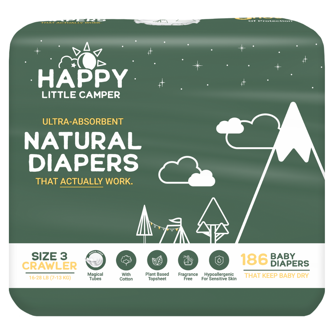 Happy Little Camper Ultra-Absorbent Natural Baby Diapers Size 3 - Crawler