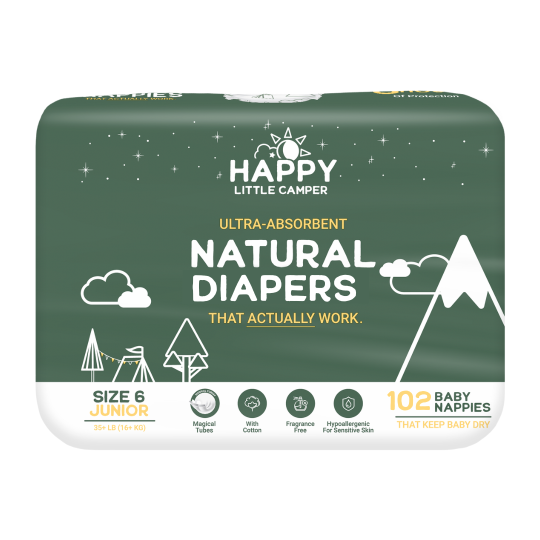 Happy Little Camper Ultra-Absorbent Natural Baby Diapers Size 6 - Junior