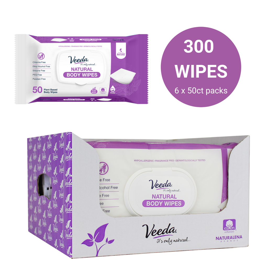 Natural Cotton Body Wipes for Adults Value Pack