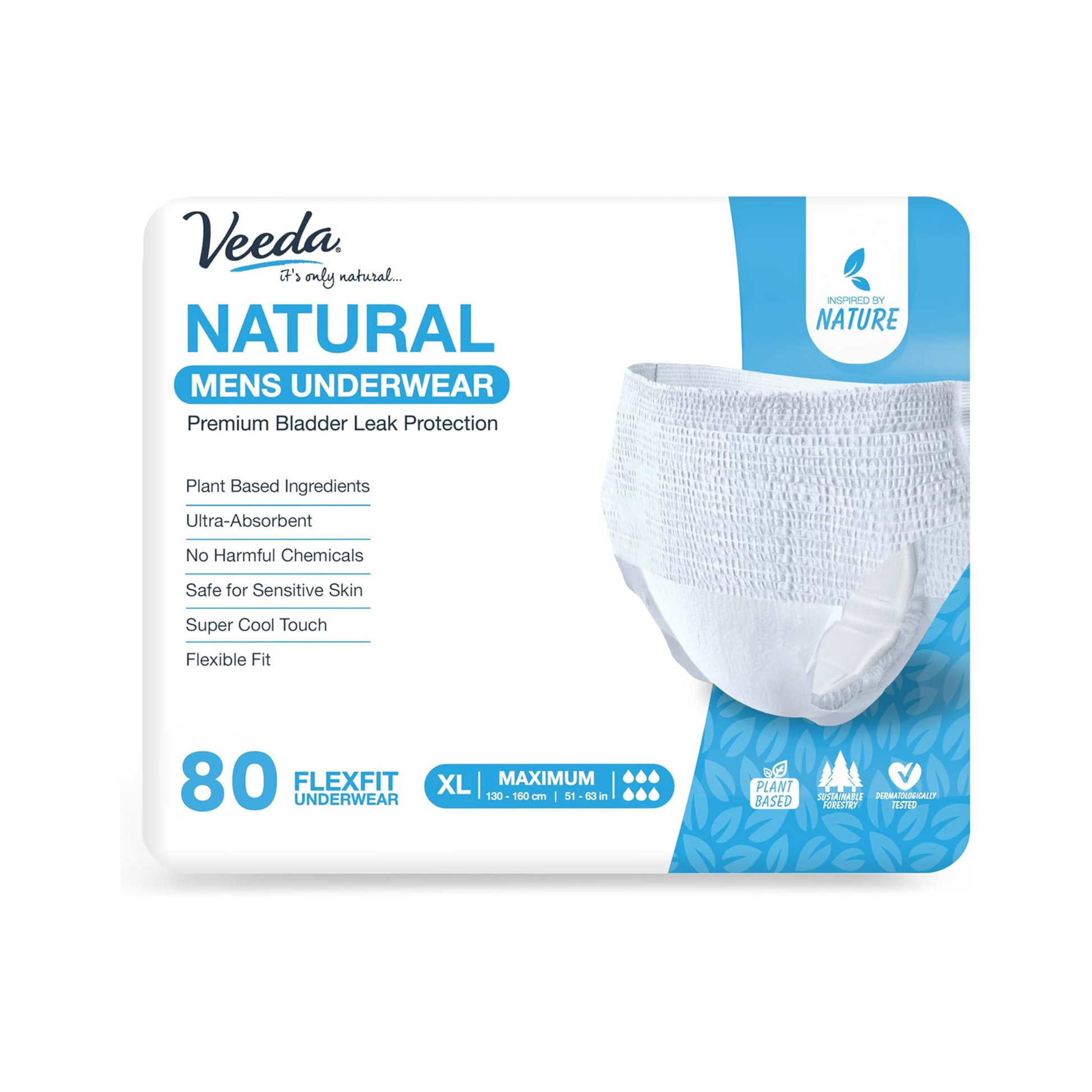Veeda Natural Adult Incontinence Underwear for Men Extra Large Value Pack