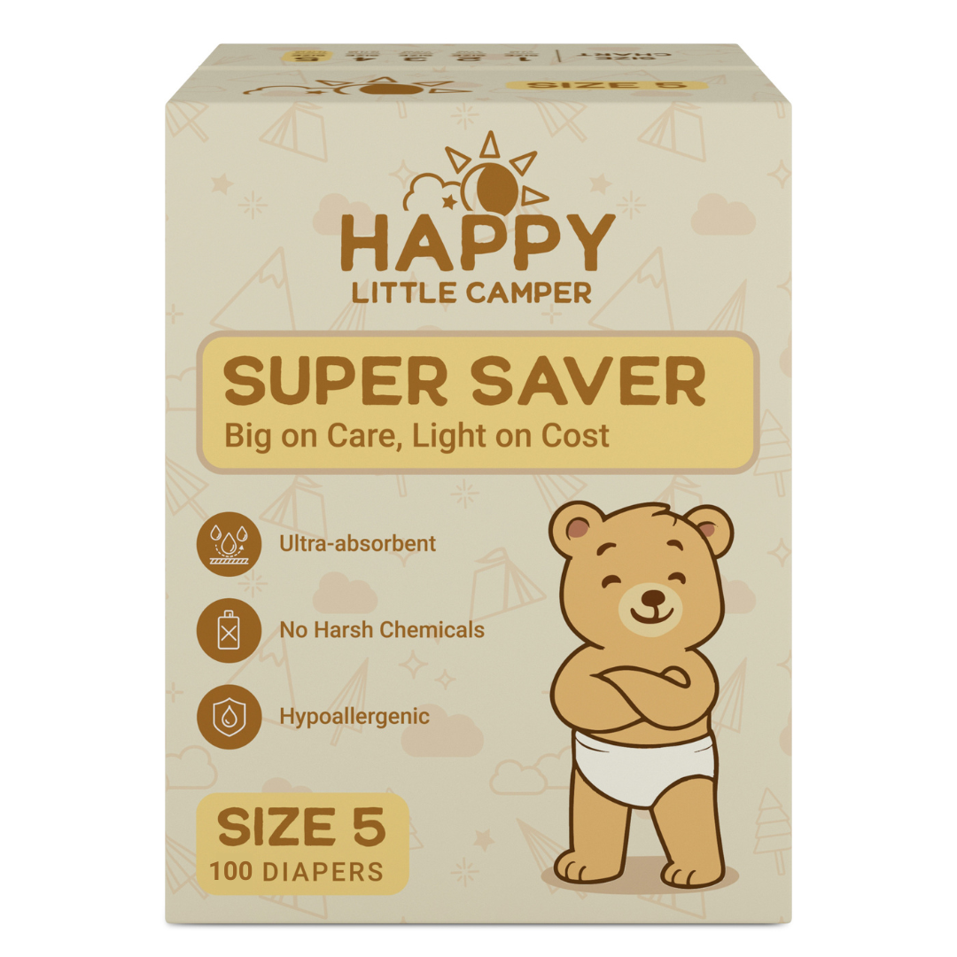 PRE-ORDER Happy Little Camper Super Saver Baby Diapers, Size 5, Walker 31-35 lbs