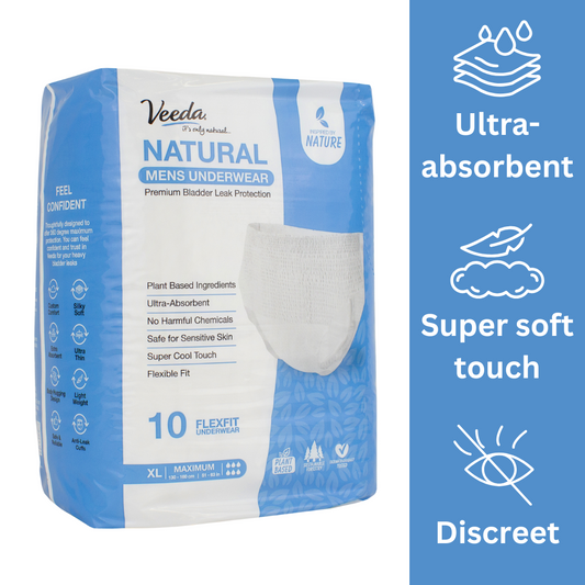 Veeda Natural Adult Incontinence Underwear for Men Extra Large