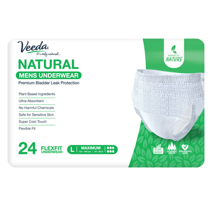 Veeda Natural Adult Incontinence Underwear for Men Large
