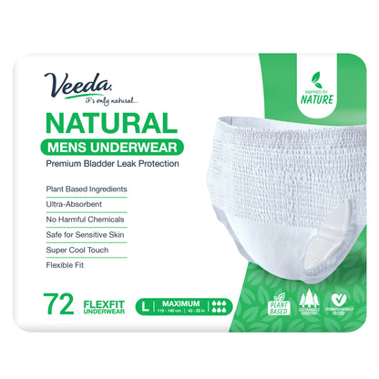 Veeda Natural Adult Incontinence Underwear for Men Large