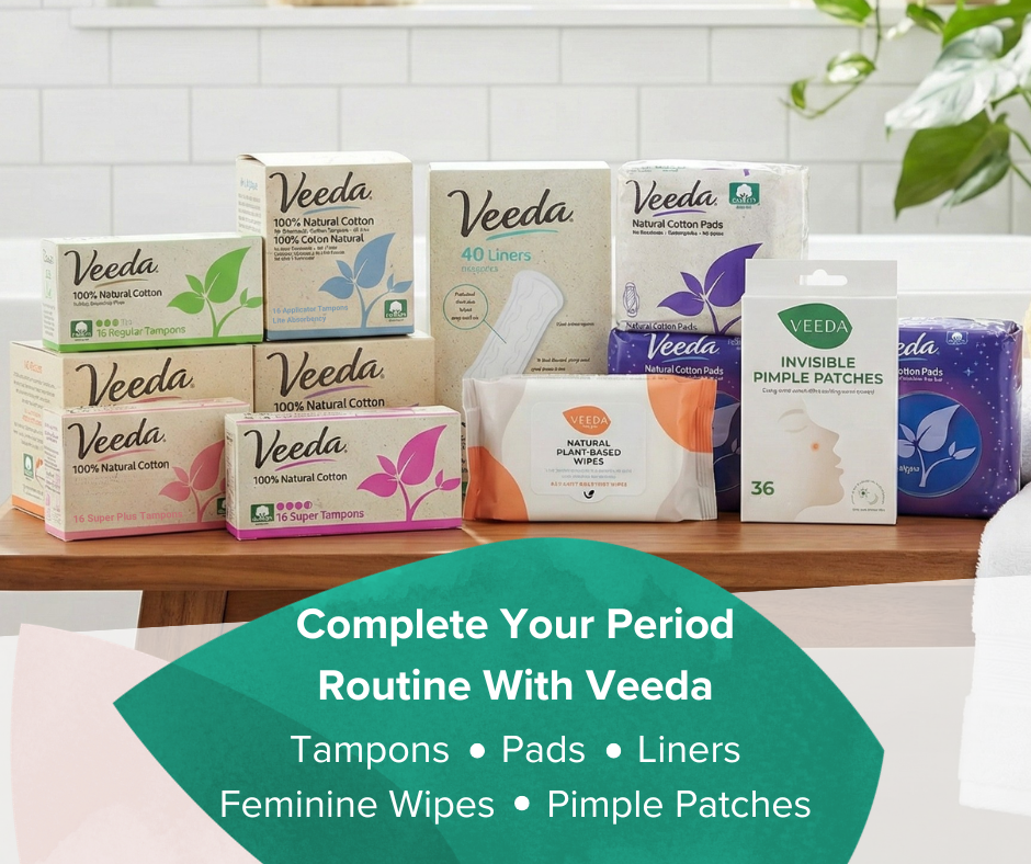 Veeda 100% Natural Cotton Non-Applicator Tampons Super Plus