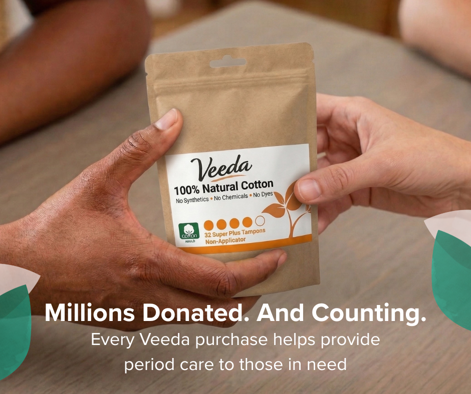 Veeda 100% Natural Cotton Non-Applicator Tampons Super