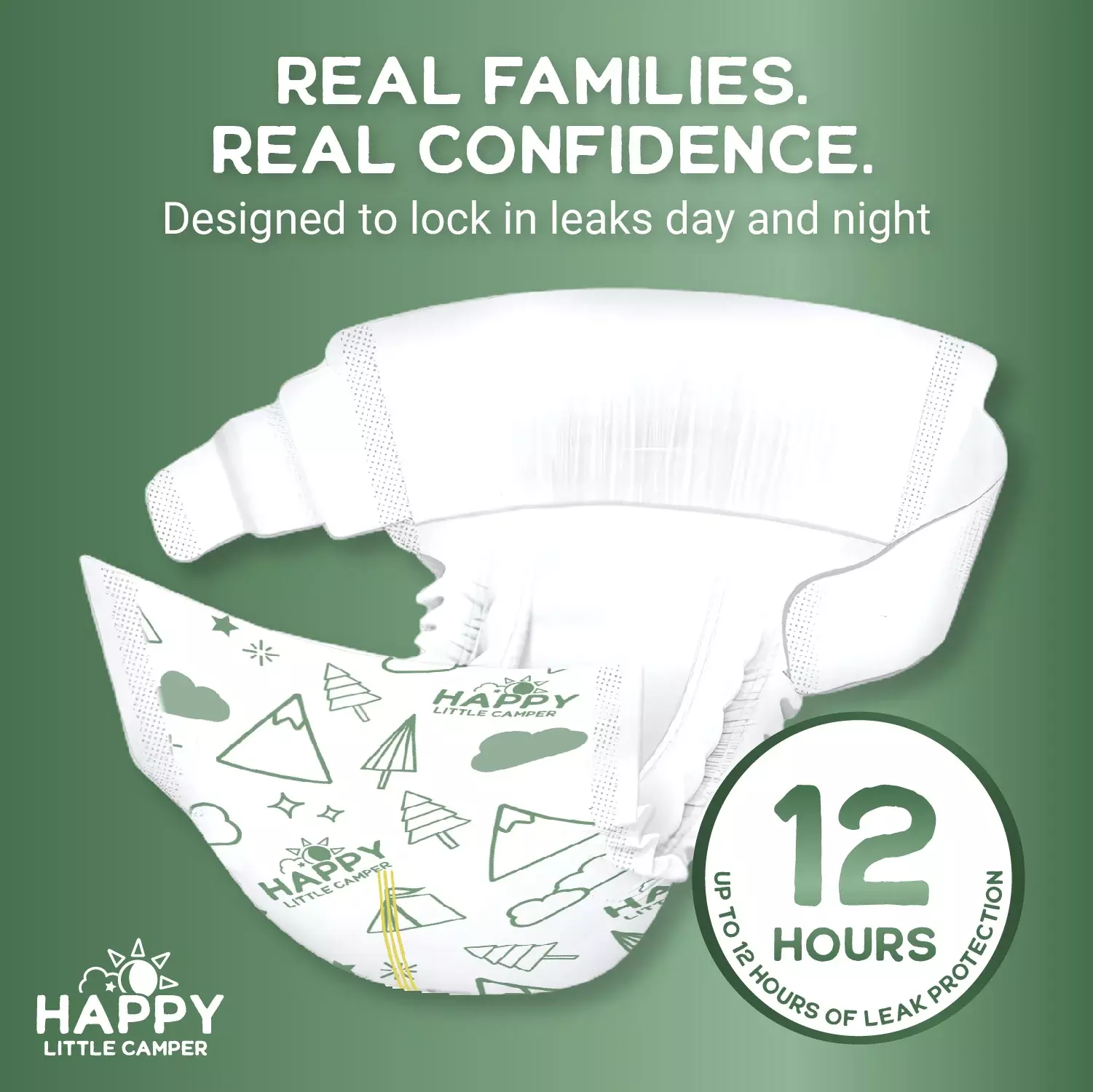 Happy Little Camper Super Saver Baby Diapers, 14 Diapers Pack