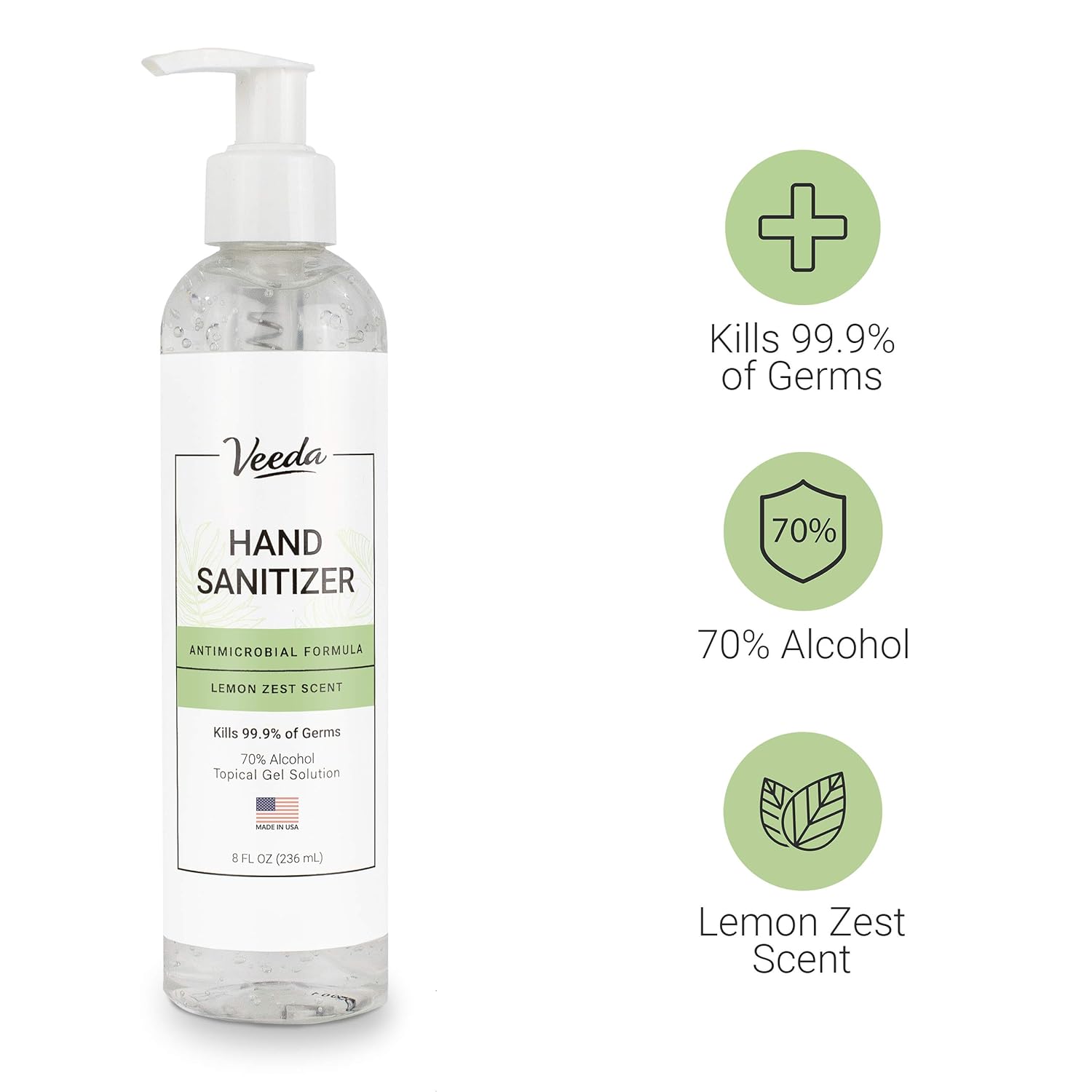 Veeda Hand Sanitizer with Lemon Zest Scent