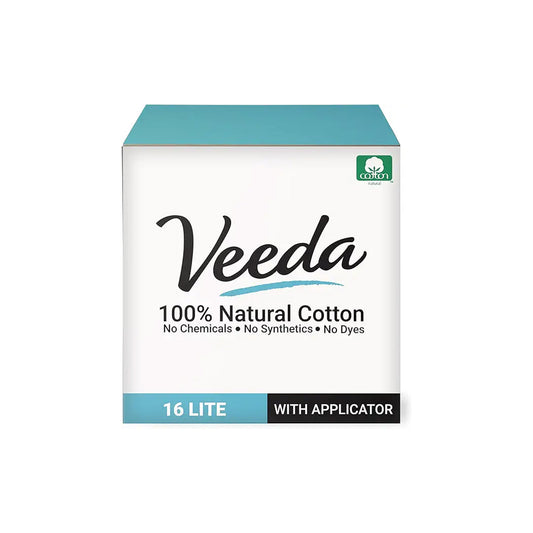 Veeda 100% Natural Cotton BPA-Free Compact Applicator Tampons Lite