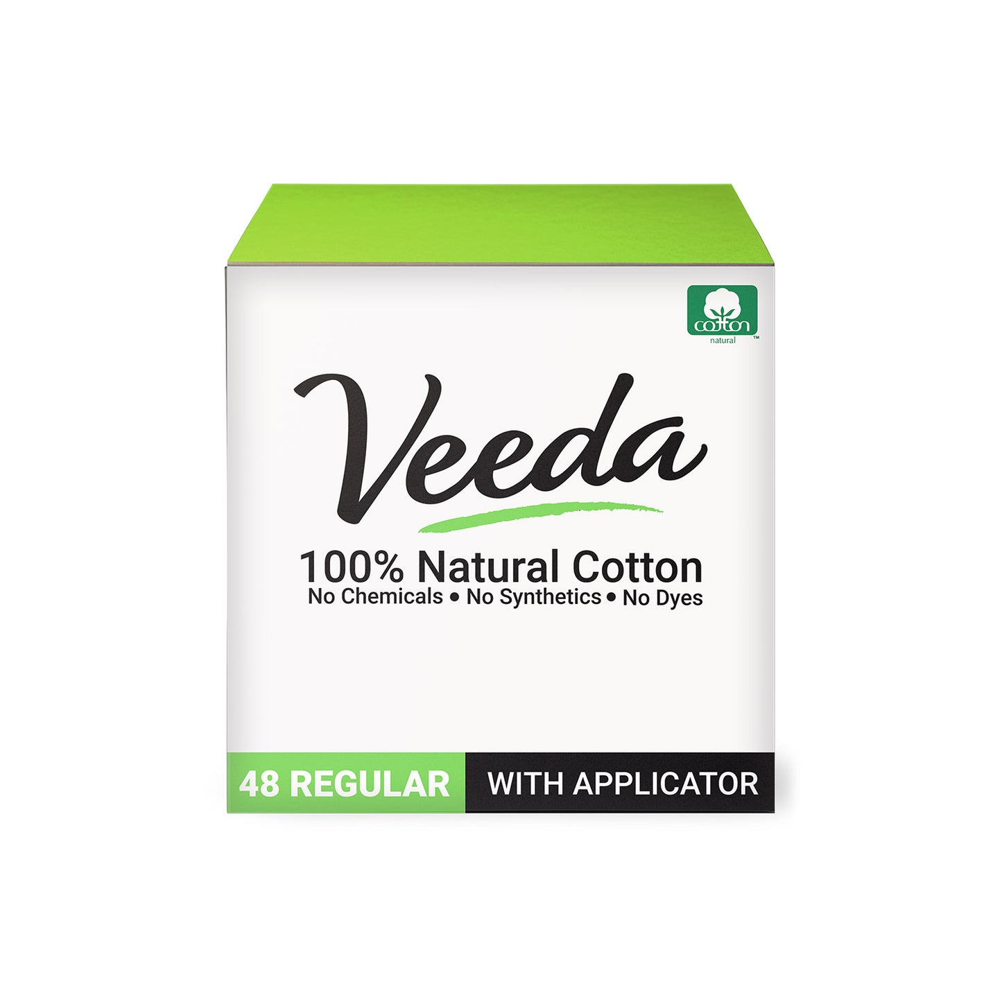 Veeda 100% Natural Cotton BPA-Free Compact Applicator Tampons Regular