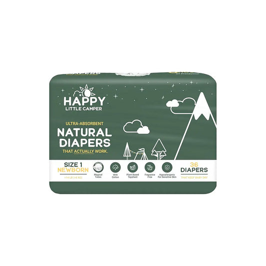 Happy Little Camper Ultra-Absorbent Natural Baby Diapers Size 1 - Newborn