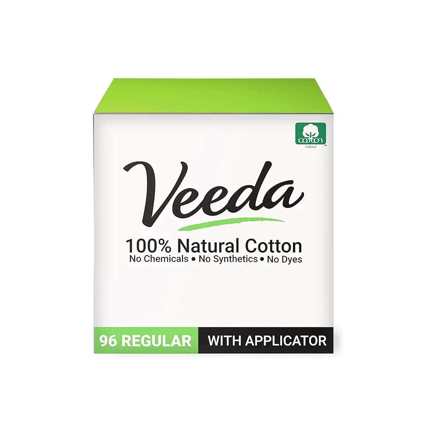 Veeda 100% Natural Cotton BPA-Free Compact Applicator Tampons Regular