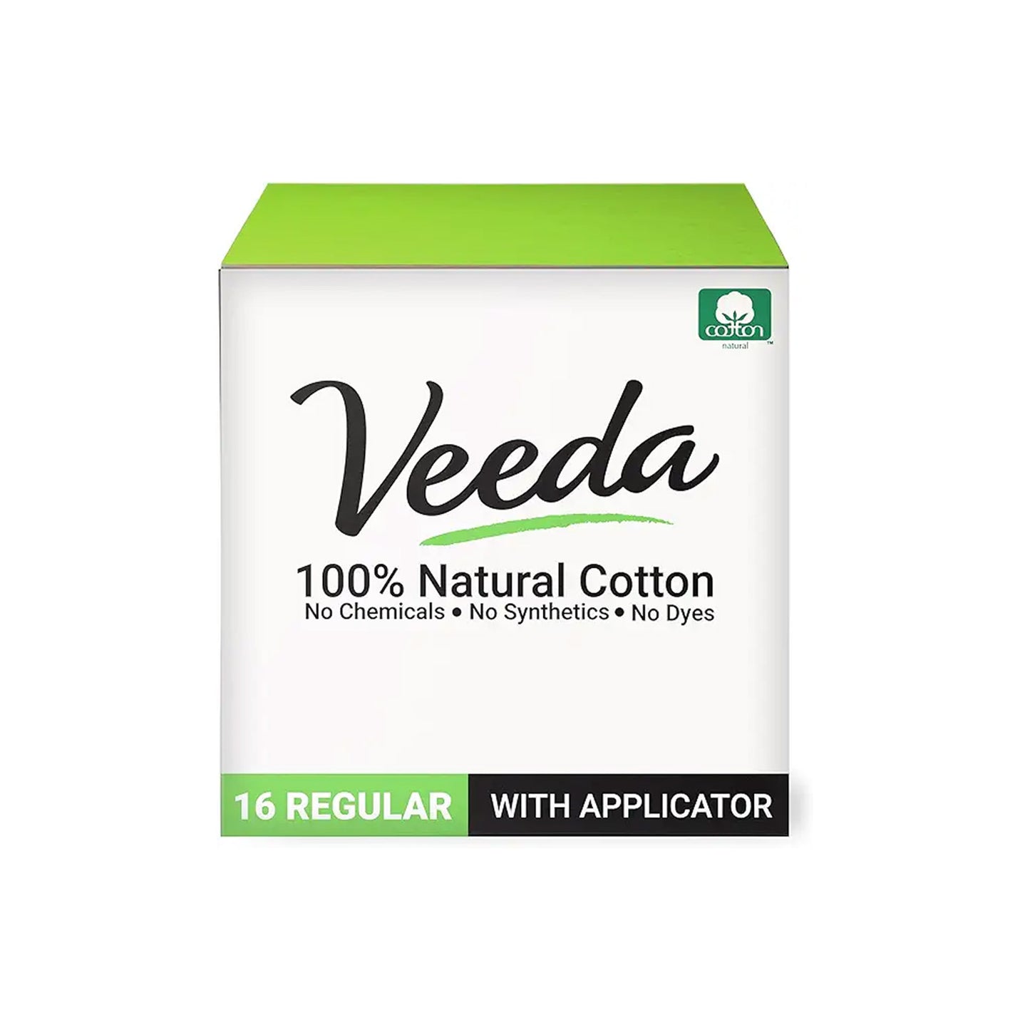 Veeda 100% Natural Cotton BPA-Free Compact Applicator Tampons Regular